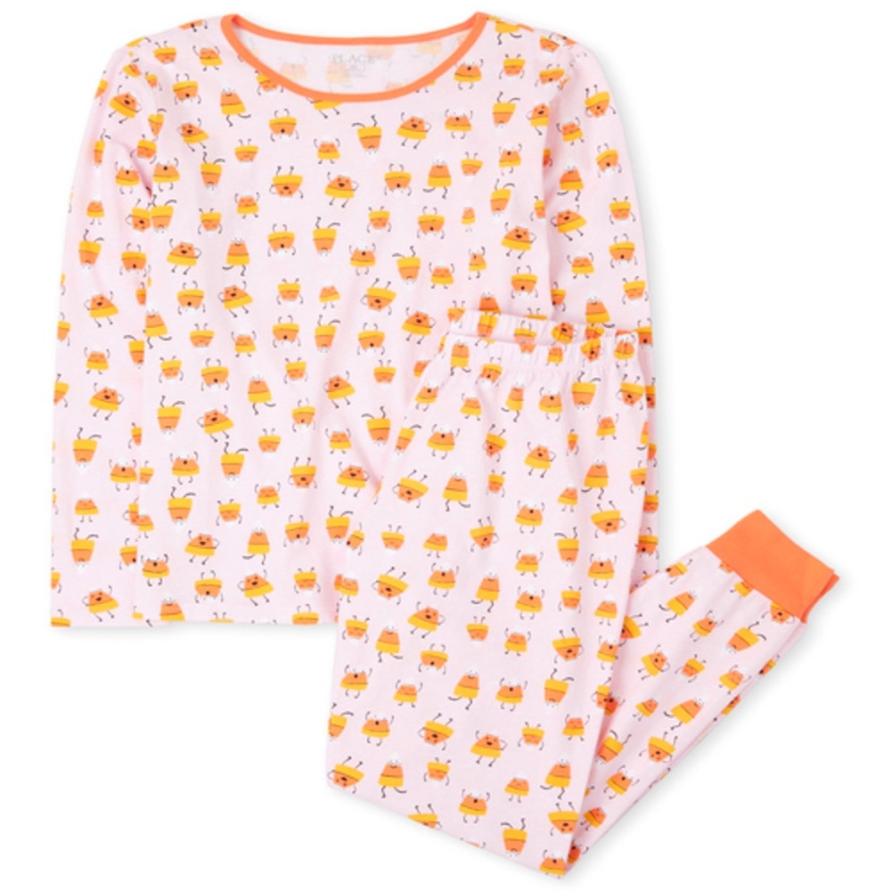 Set of 2 - The Children's Place Candy Corn Pajamas VGUC  100% Cotton Size Xl